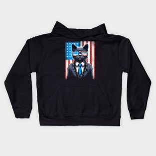 Meowica Cat 4th of July Kids Hoodie